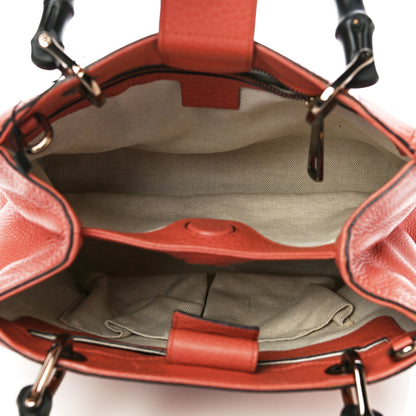 Gucci Calfskin Small Bamboo Shopper Tote Light Red 5 of 11