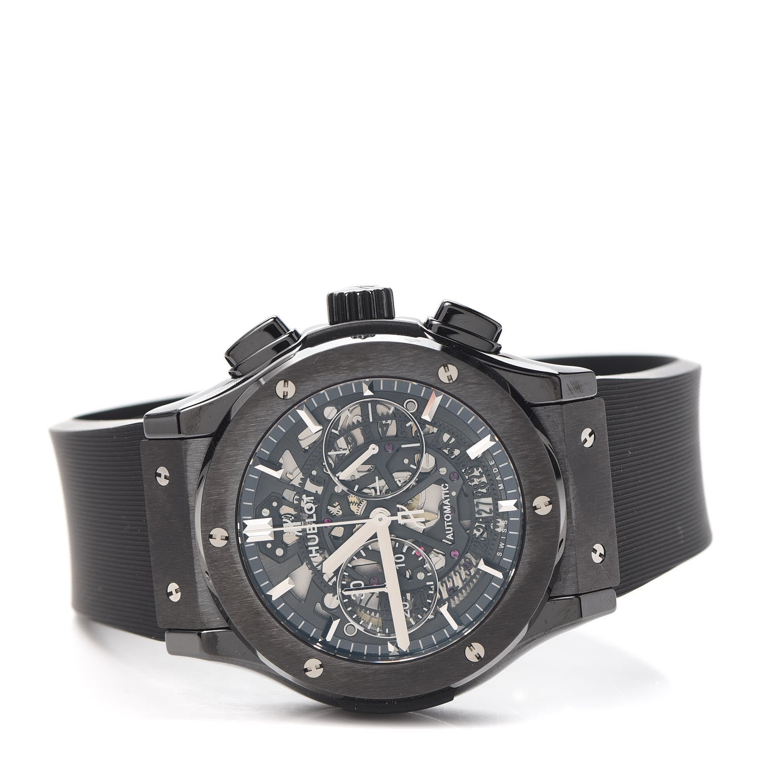 Hublot Titanium Ceramic Alligator 45mm Classic Fusion Aerofusion Chronograph Automatic Watch Black 525.CM.0170.RX 2 of 5