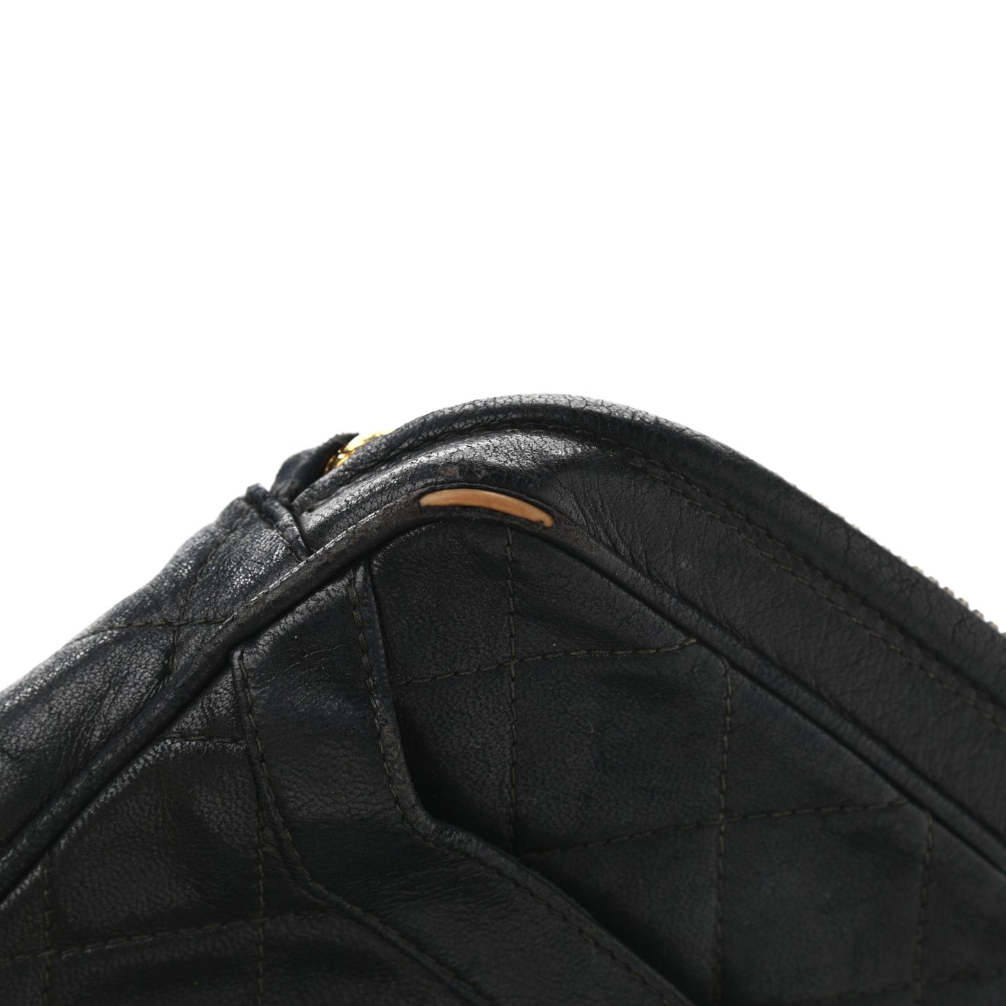 Lambskin Quilted CC Tassel Camera Case Black