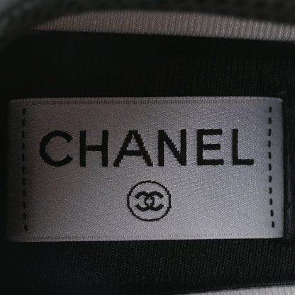 Chanel Mesh Suede Calfskin Grained Calfskin Womens CC Sneakers 39.5 White Black 8 of 8