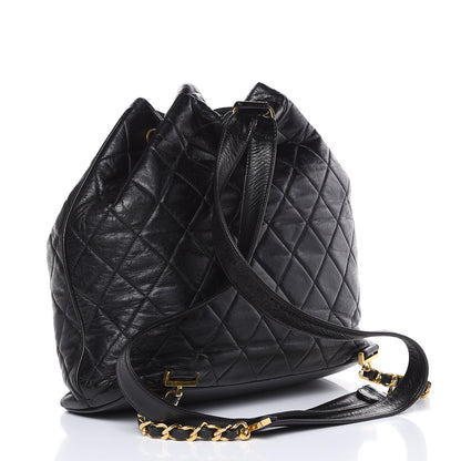 Chanel Lambskin Quilted Drawstring Backpack Black 3 of 14