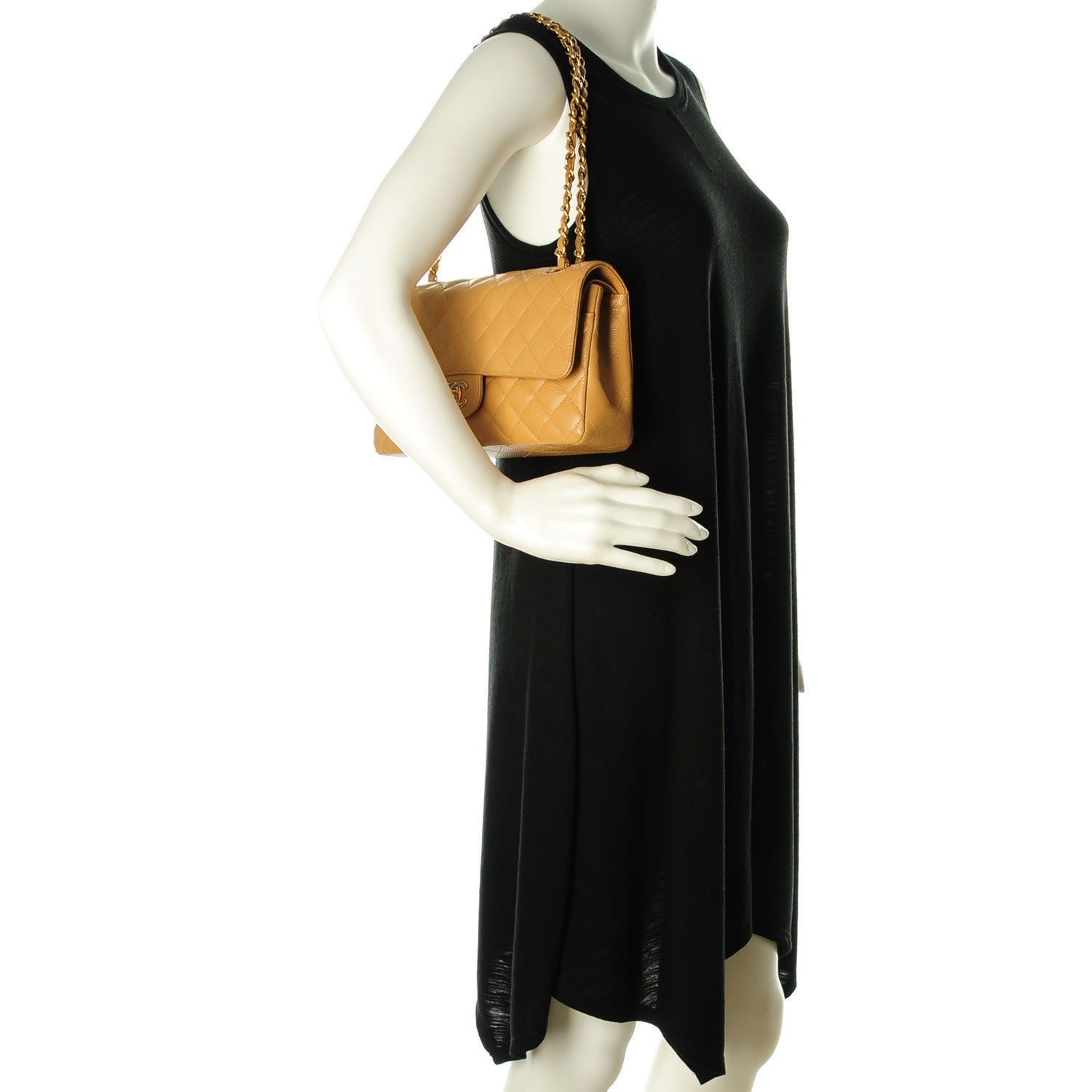 Chanel Caviar Quilted Medium Double Flap Beige 2 of 8