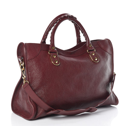 Balenciaga Chevre Gold Metallic Edge Hardware City Bordeaux 3 of 9