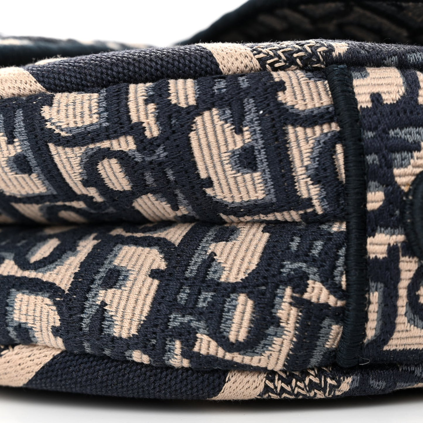 Oblique Embroidered Saddle Bag Blue