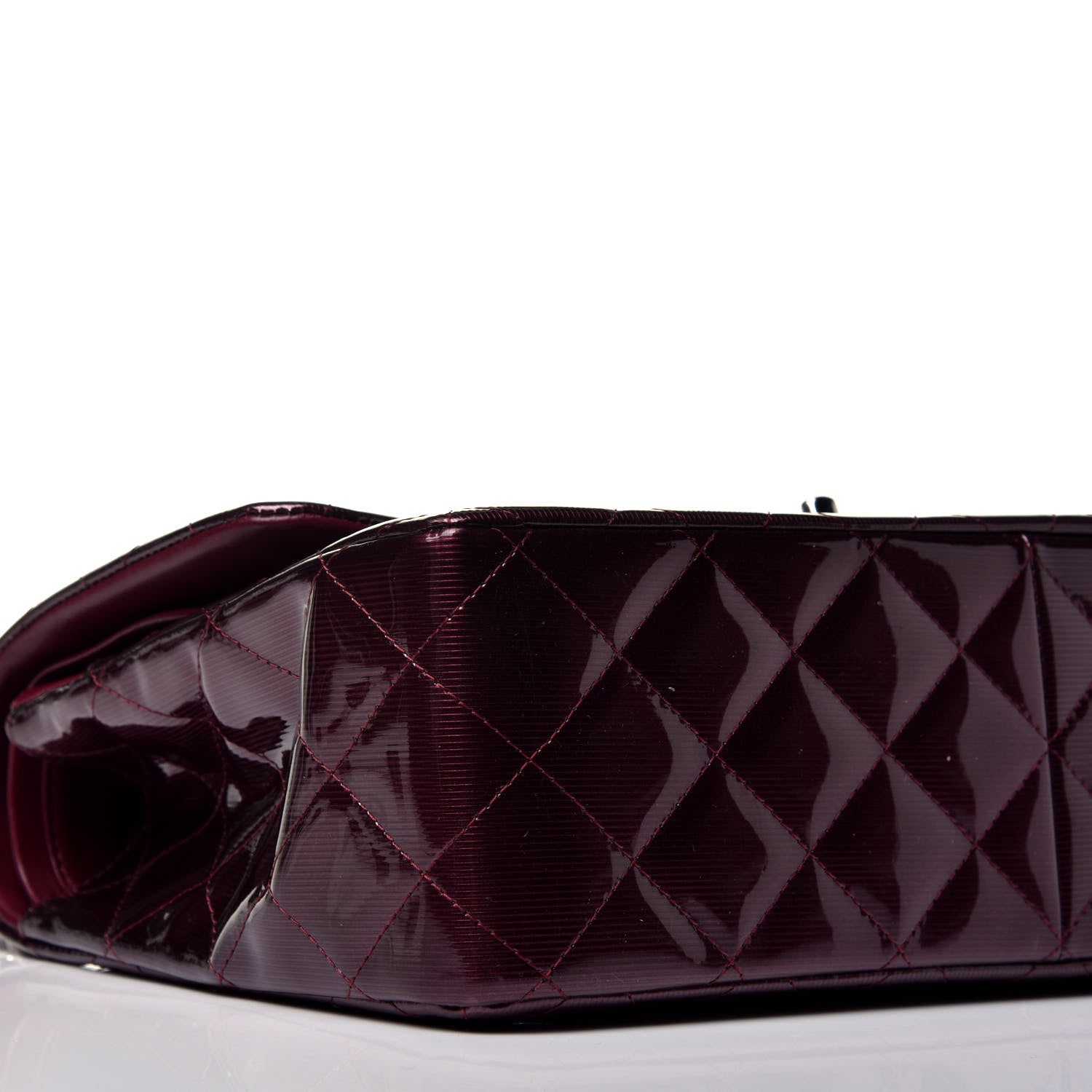 Chanel Striated Patent Quilted Jumbo Double Flap Burgundy 7 of 8