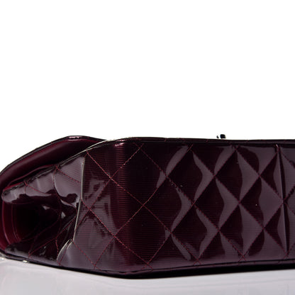 Chanel Striated Patent Quilted Jumbo Double Flap Burgundy 7 of 8
