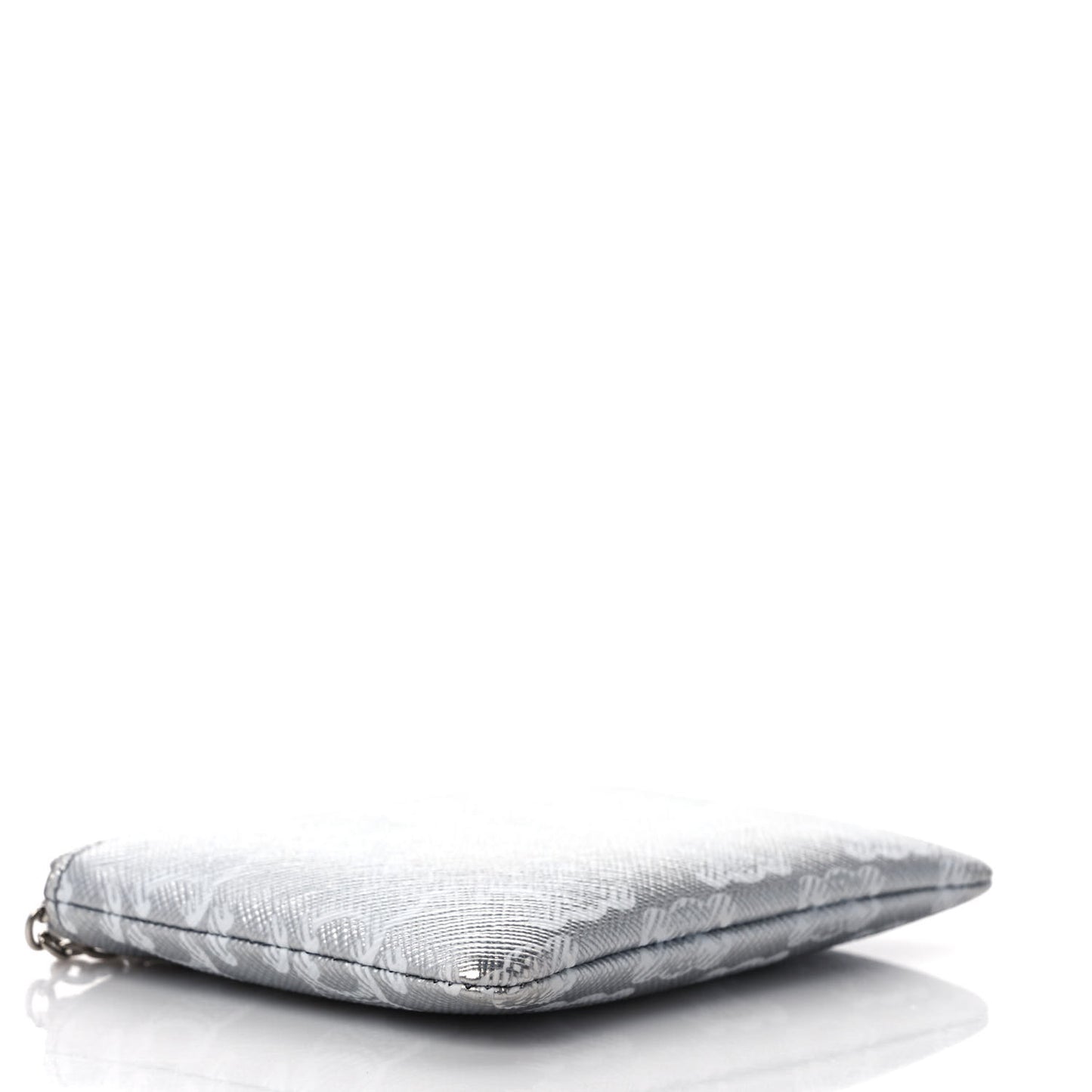 Triomphe Canvas Coin and Card Pouch Silver White