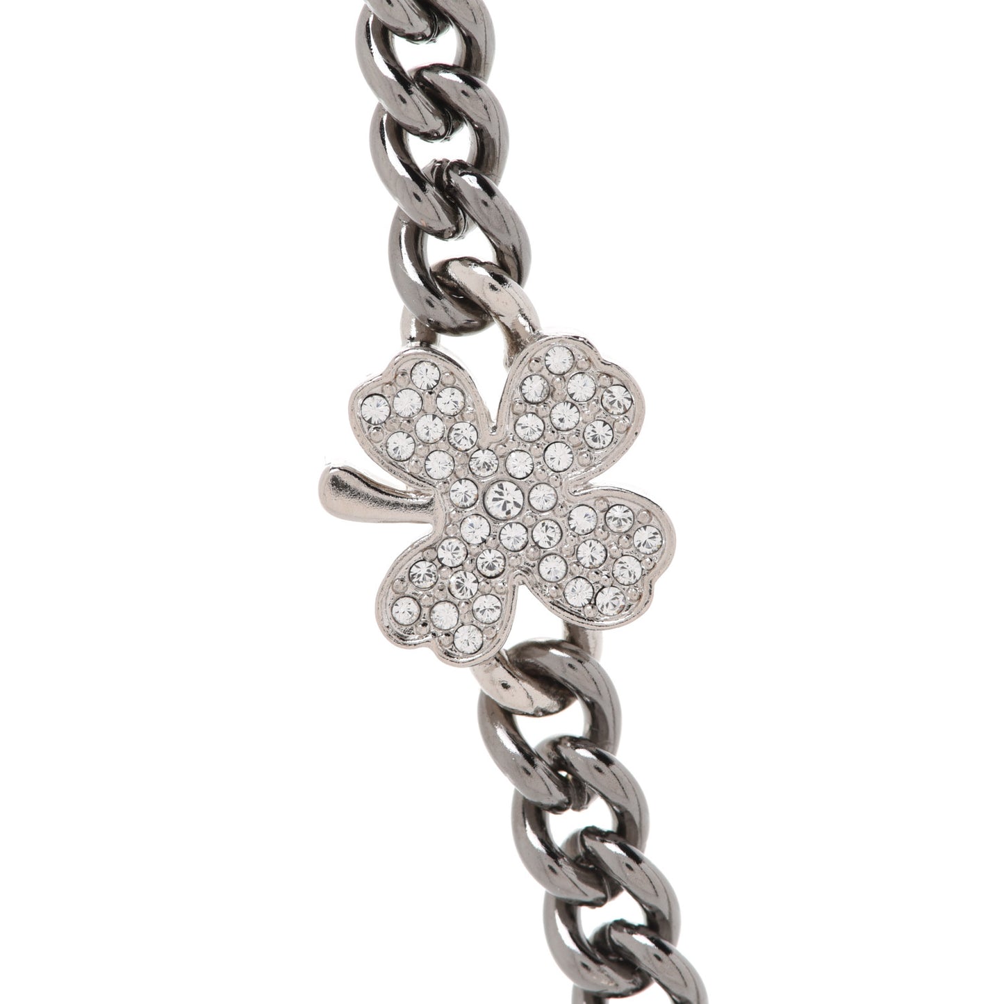 Ruthenium Crystal Chain CC Lucky Charms Choker Silver