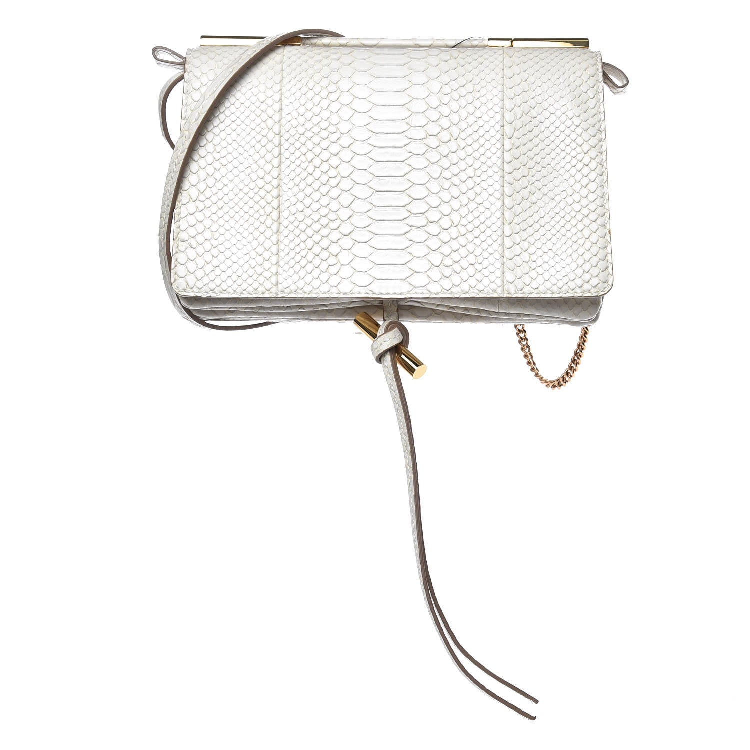 Stella McCartney Alter Snake Embossed Small Flo Shoulder Bag Ivory 1 of 11
