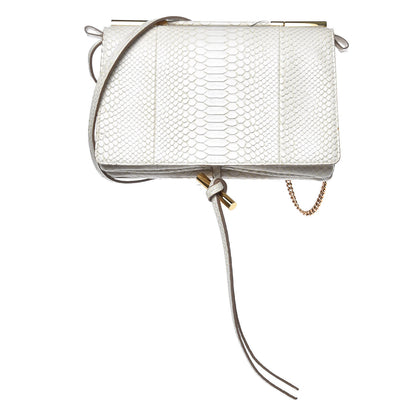 Stella McCartney Alter Snake Embossed Small Flo Shoulder Bag Ivory 1 of 11