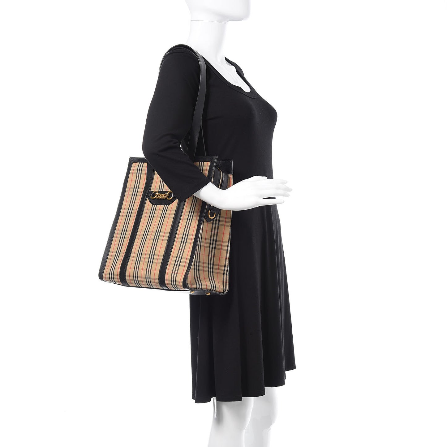 Calfskin Medium 1983 Knight Check Link Tote Brown