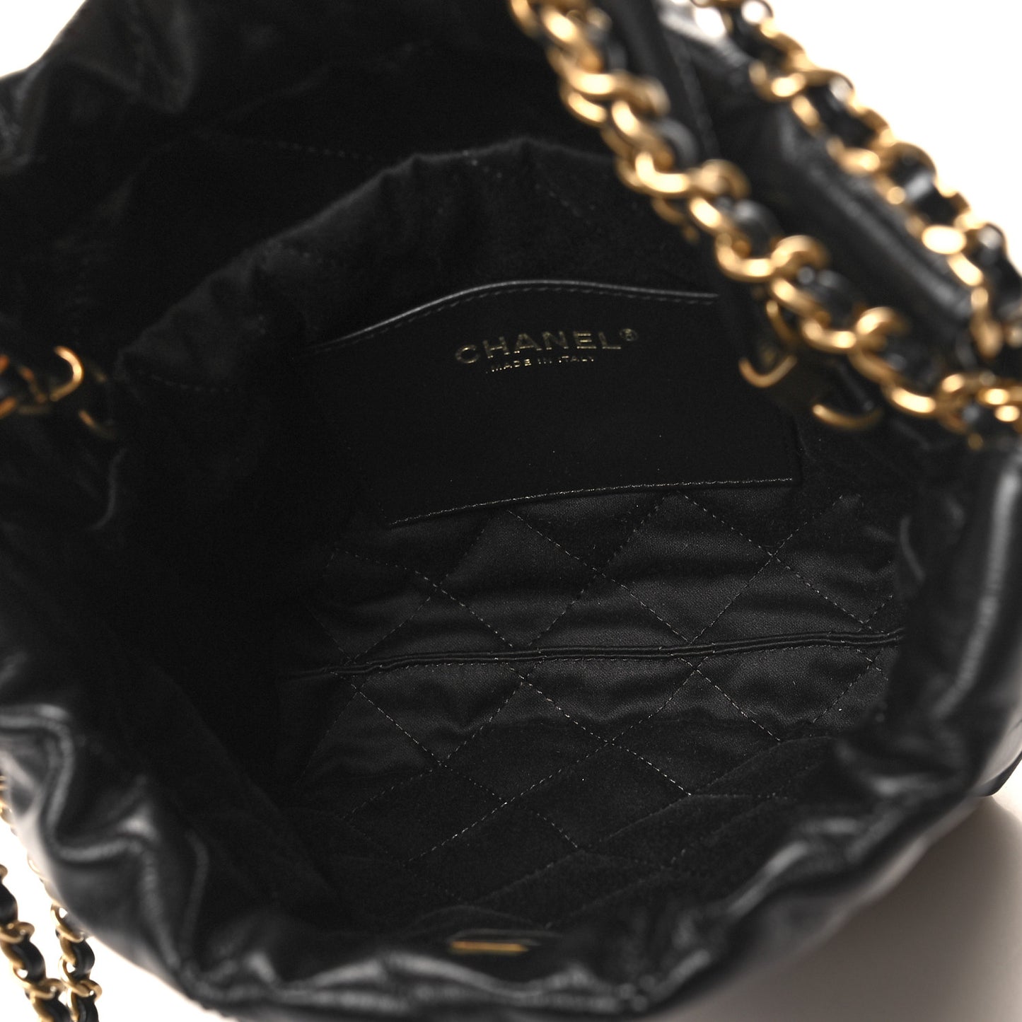 Shiny Calfskin Quilted Mini Chanel 22 Black