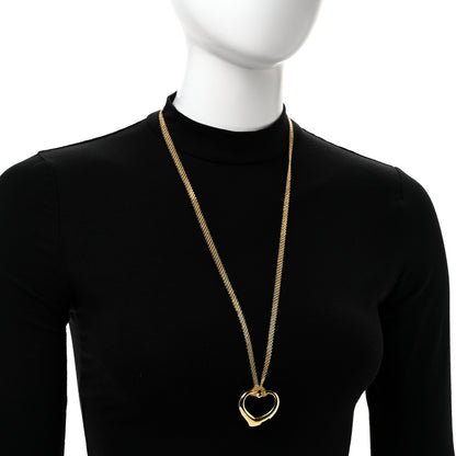 Tiffany 18K Yellow Gold 36mm Elsa Peretti Open Heart Mesh Necklace 2 of 4