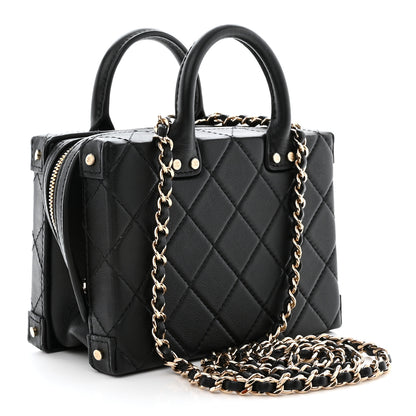 Chanel Calfskin Quilted Small Studded Square Vanity Case Black 3 of 11