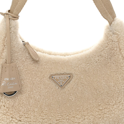 Prada Shearling Mini Re-Edition 2000 Bag Ecru 8 of 10