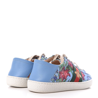 Gucci Calfskin Web New Flora Print Womens Ace New Sneakers 36 Azure 4 of 10