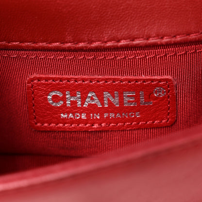 Chanel Calfskin Quilted Mini Boy Flap Black Red 6 of 10