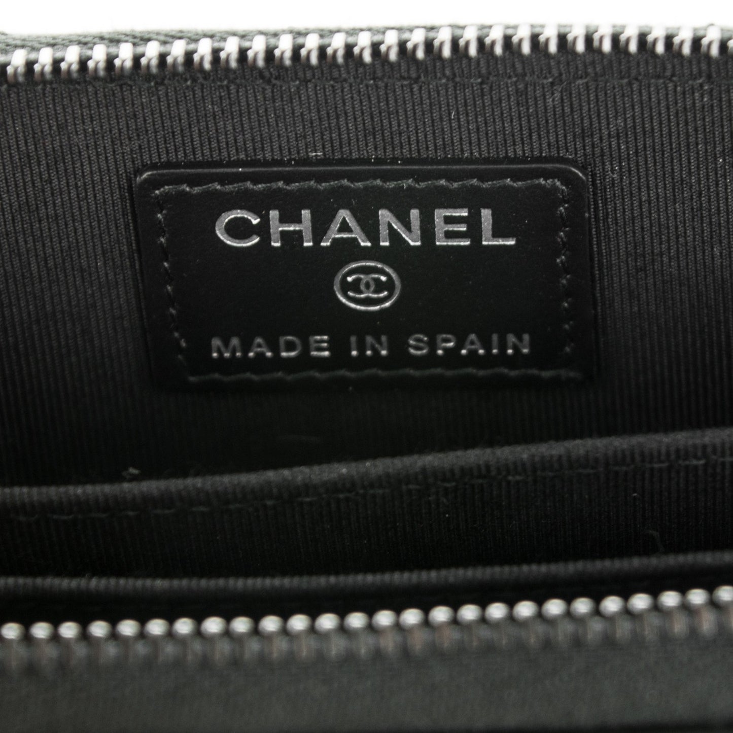 Calfskin Quilted Zip Around Coin Purse Wallet So Black