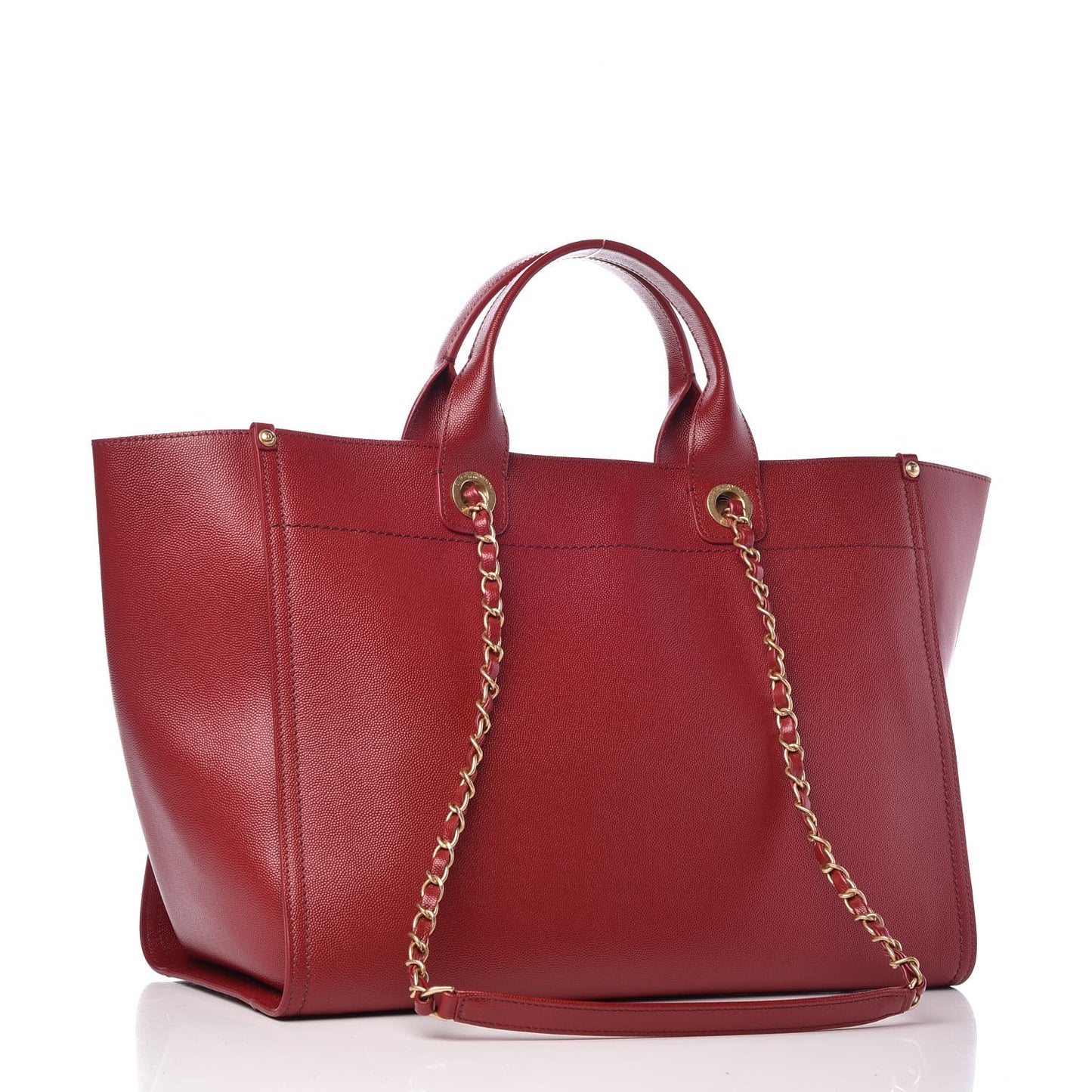 Caviar Large Studded Deauville Tote Red