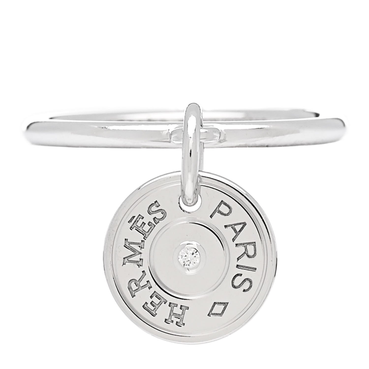 Hermes 18K White Gold Diamond Gambade Ring 50 5.25 1 of 6