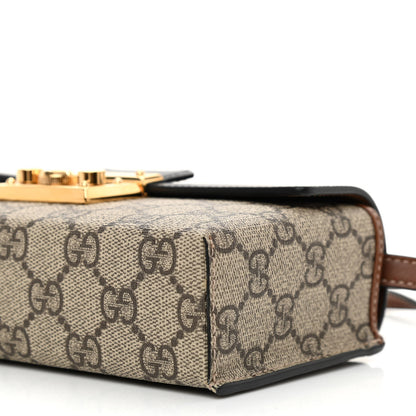 Gucci GG Supreme Monogram Calfskin Mini Padlock Top Handle Shoulder Bag Beige Black Cuir 8 of 8