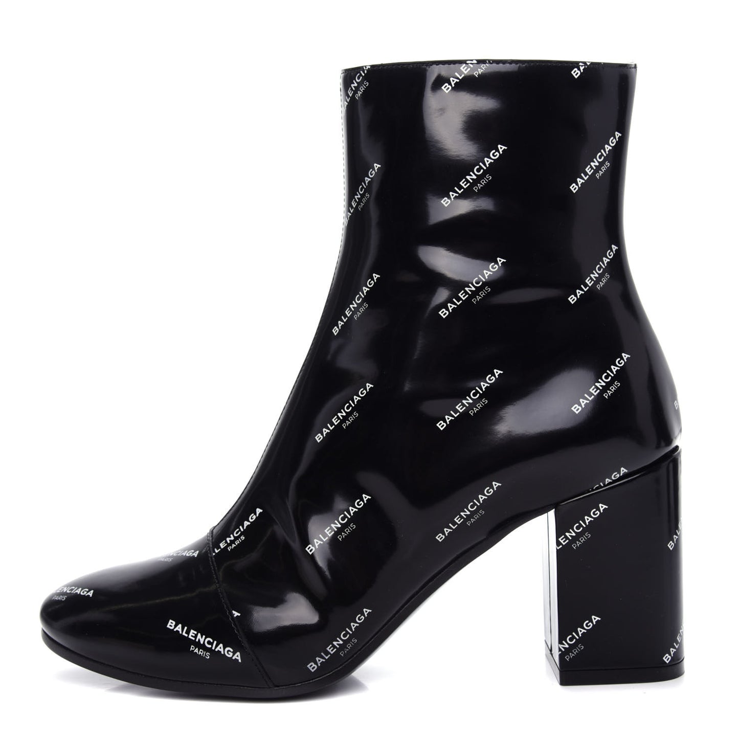 Patent Allover Logo Ankle Boots 37.5 Black