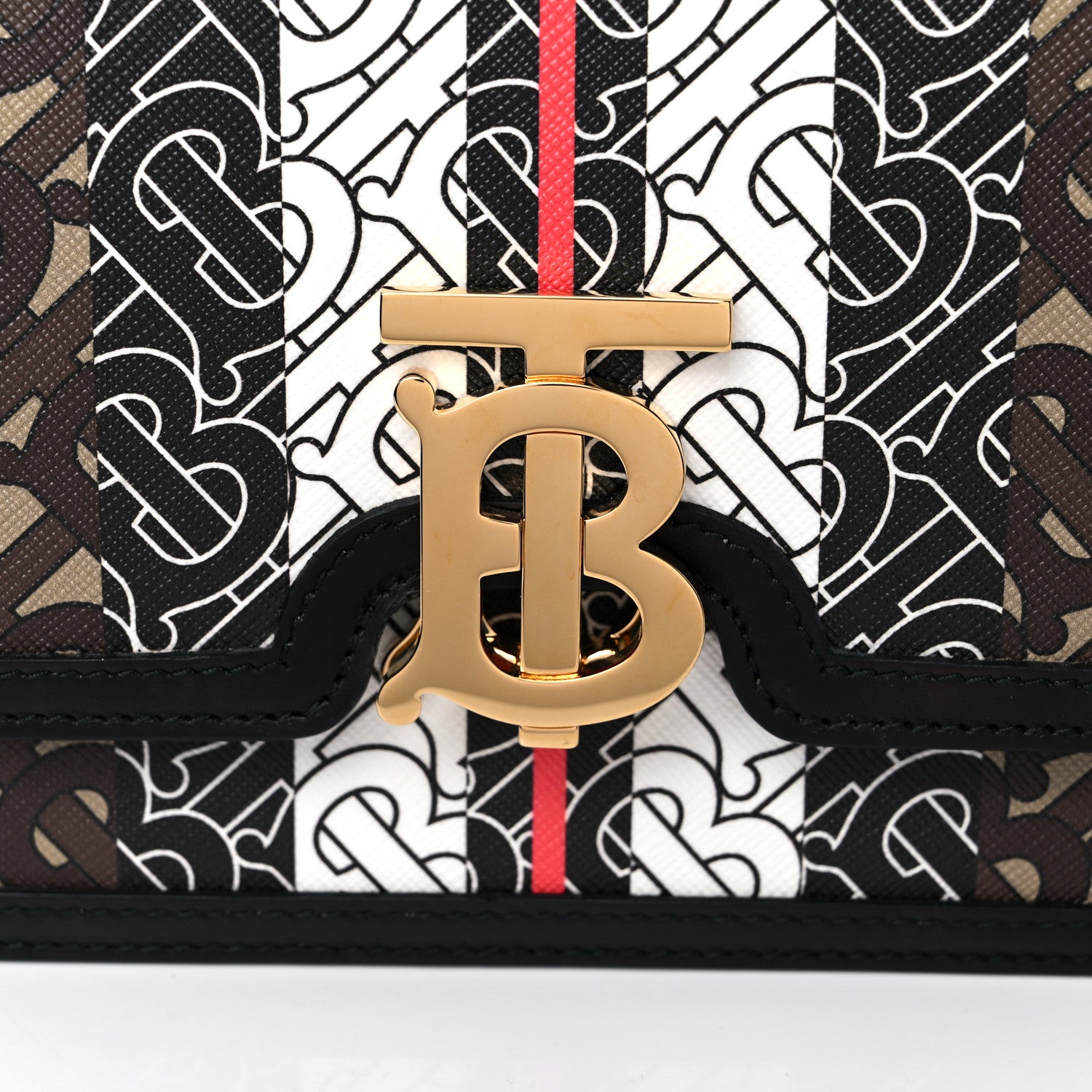 Burberry E-Canvas Monogram Stripe Small TB Bag Bridle Brown 11 of 11