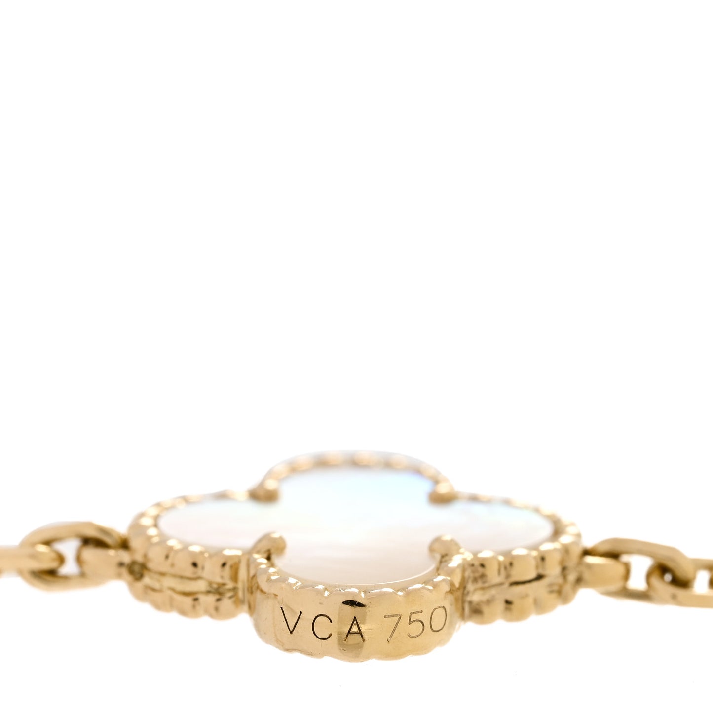 18K Yellow Gold Mother of Pearl 10 Motifs Vintage Alhambra Necklace