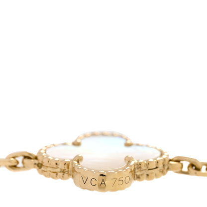 Van Cleef & Arpels 18K Yellow Gold Mother of Pearl 10 Motifs Vintage Alhambra Necklace 6 of 6