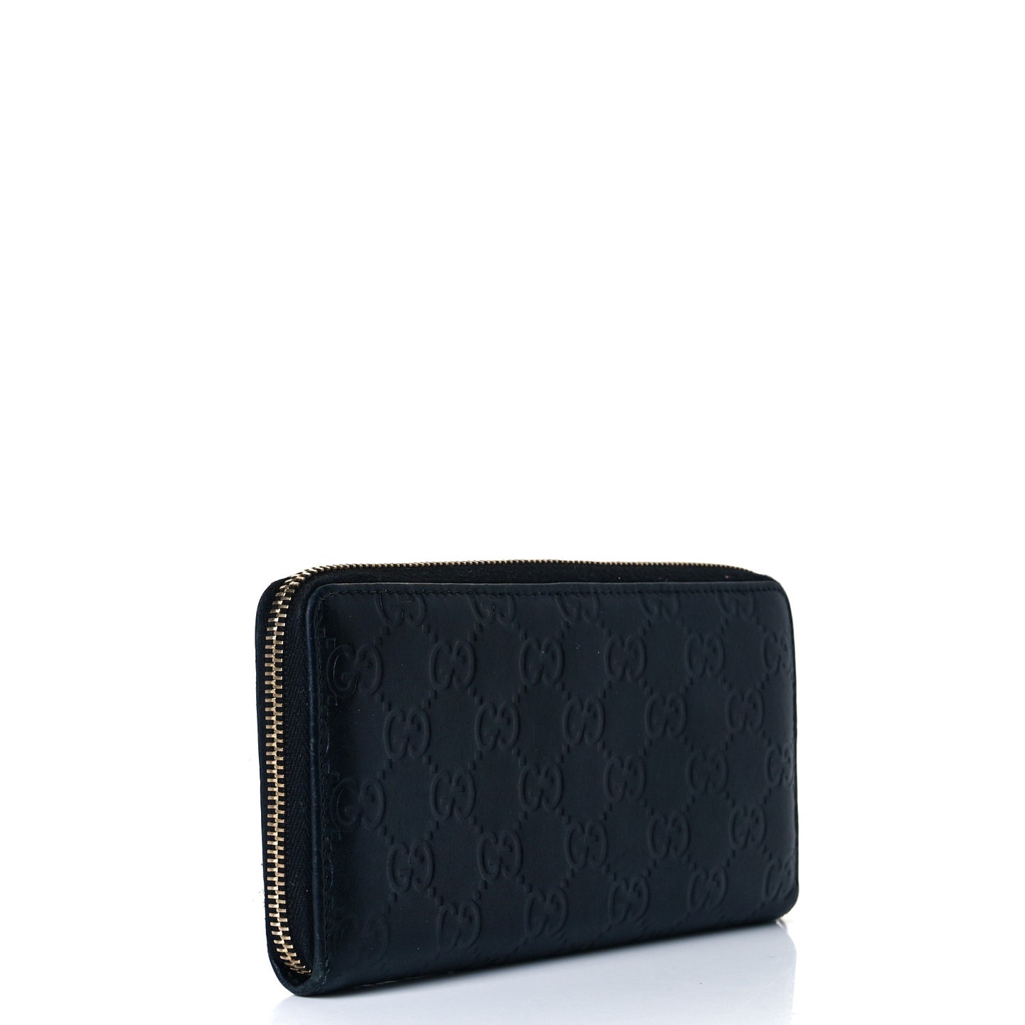 Guccissima Margaux Calfskin Metal Bar Zip Around Wallet Blue