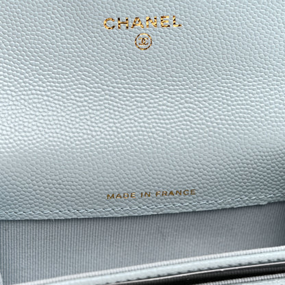 Chanel Caviar Quilted Flap Card Holder Wallet Light Blue 7 of 9