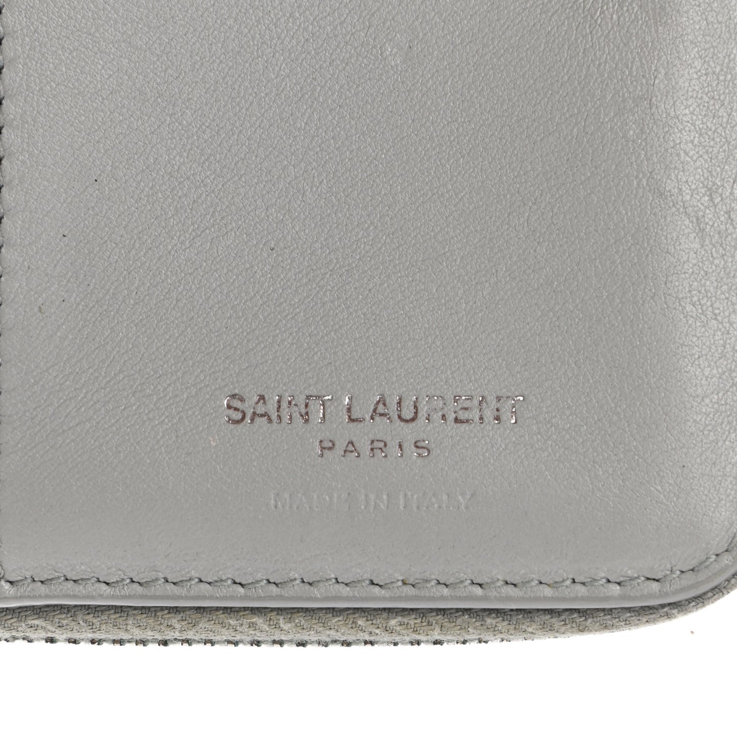 Smooth Calfskin Monogram Zip Around Compact Wallet Gray