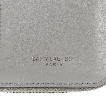 Saint Laurent Smooth Calfskin Monogram Zip Around Compact Wallet Gray 7 of 11