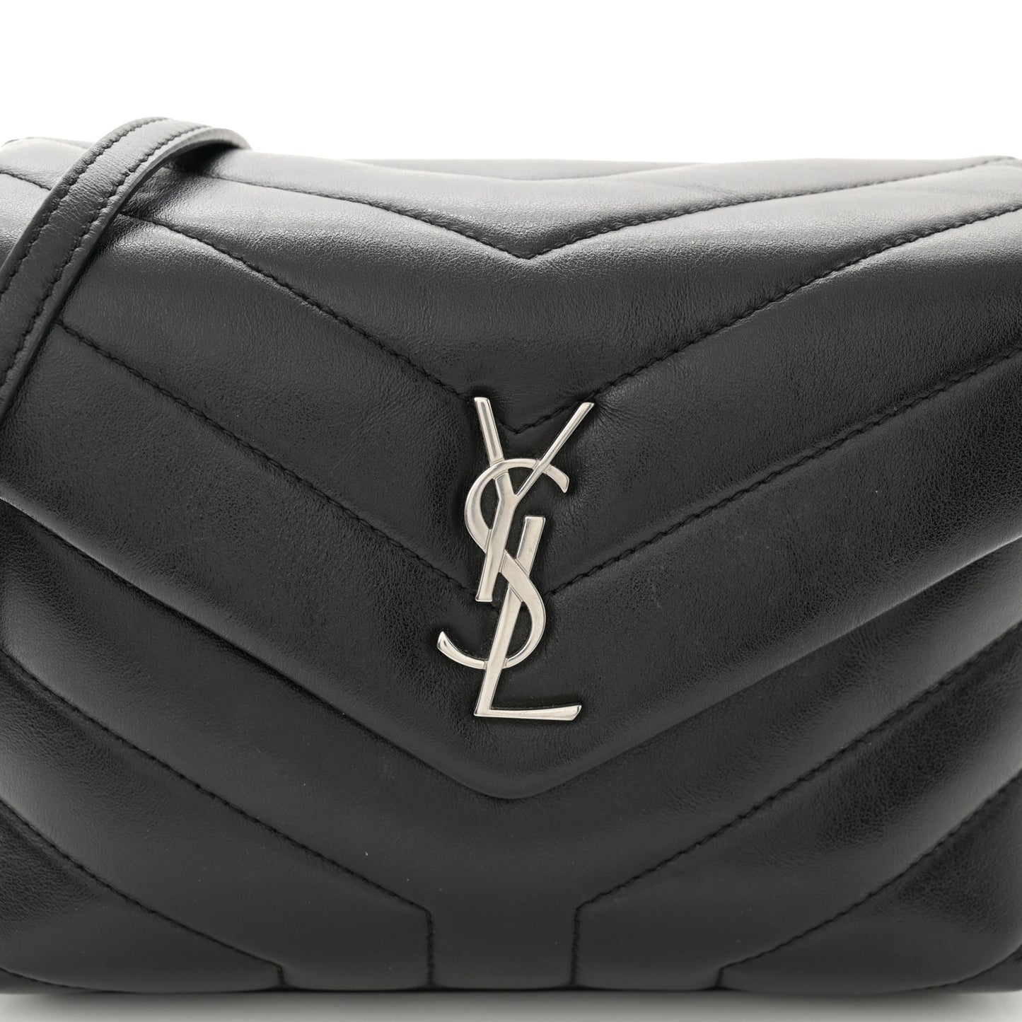 Calfskin Y Quilted Monogram Toy Loulou Crossbody Bag Black