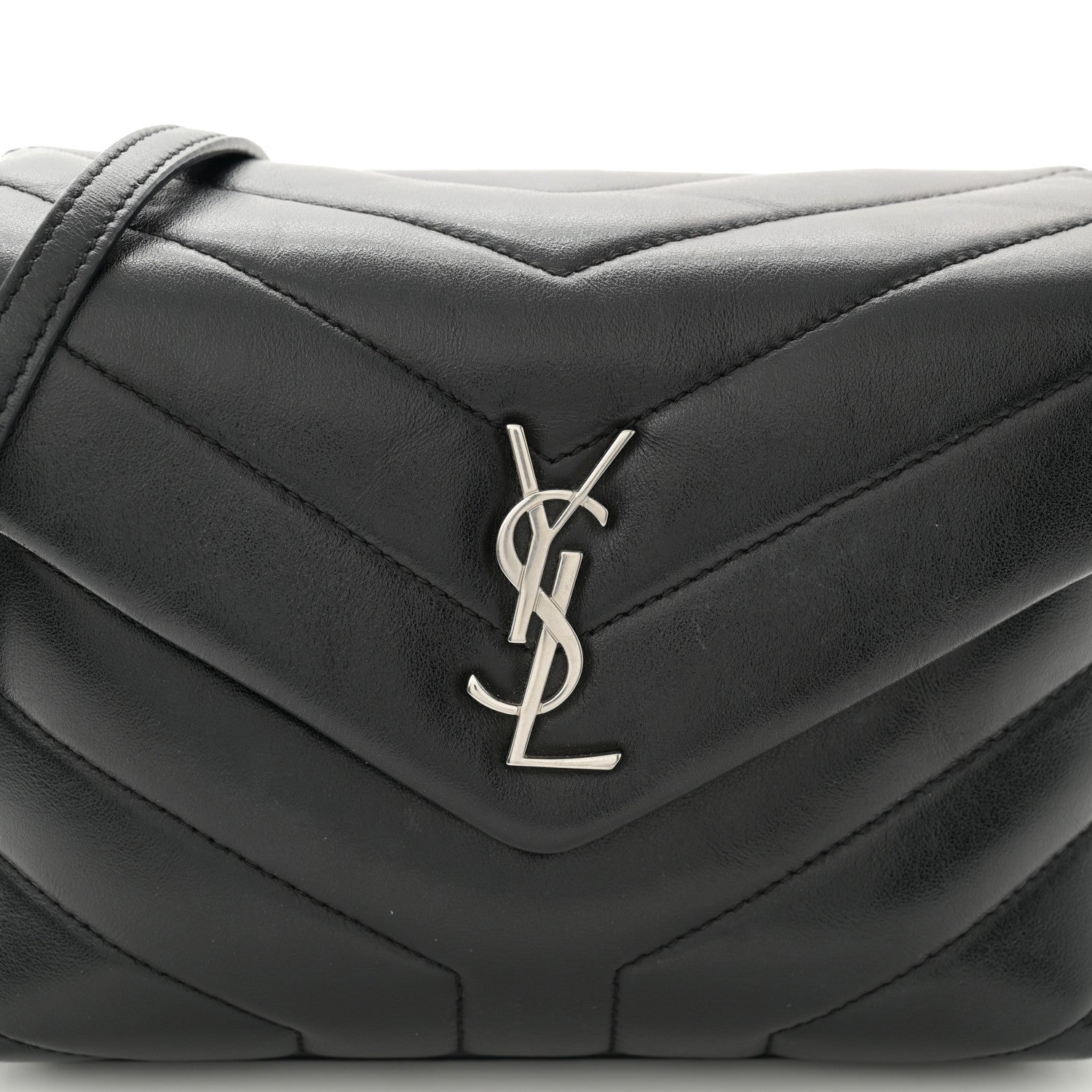 Saint Laurent Calfskin Y Quilted Monogram Toy Loulou Crossbody Bag Black 9 of 12