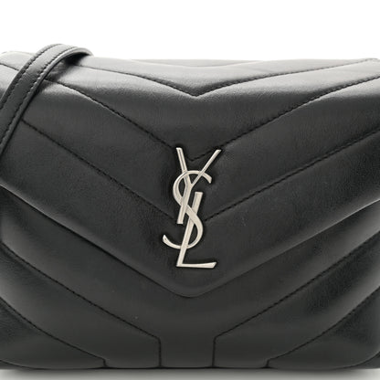 Saint Laurent Calfskin Y Quilted Monogram Toy Loulou Crossbody Bag Black 9 of 12