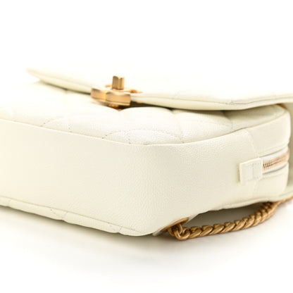 Chanel Shiny Caviar Quilted Chain Melody Backpack White 10 of 11