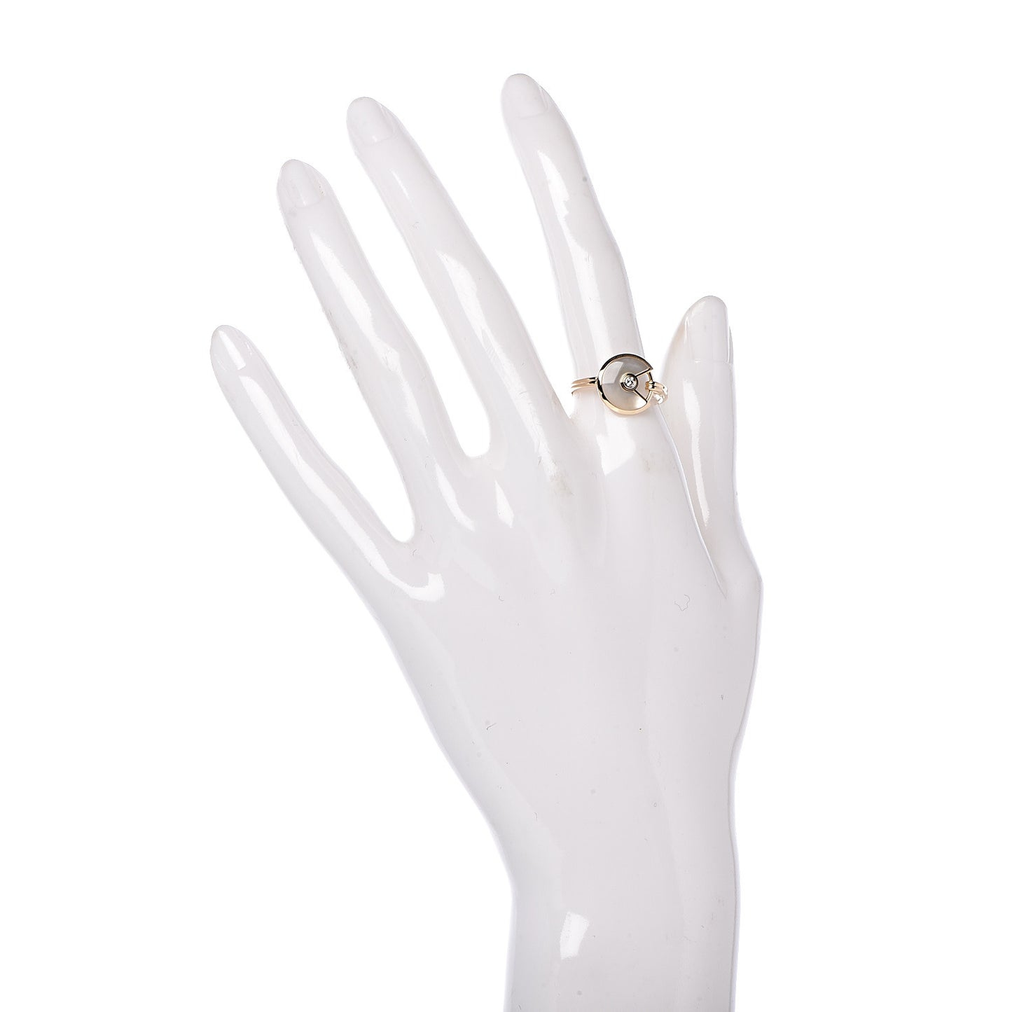 18K Yellow Gold Diamond Mother of Pearl Amulette de Ring 54 6.75