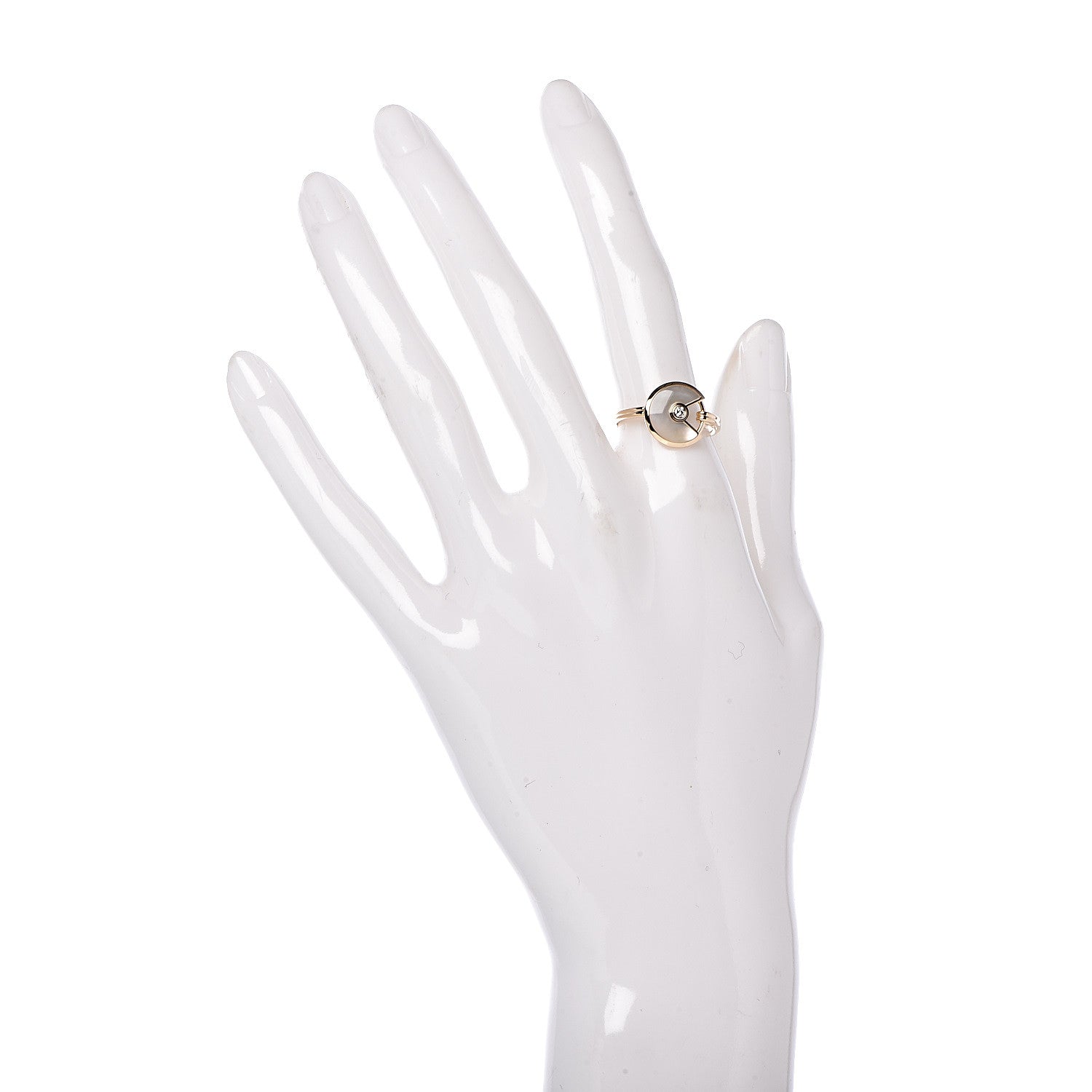 Cartier 18K Yellow Gold Diamond Mother of Pearl Amulette de Ring 54 6.75 2 of 7