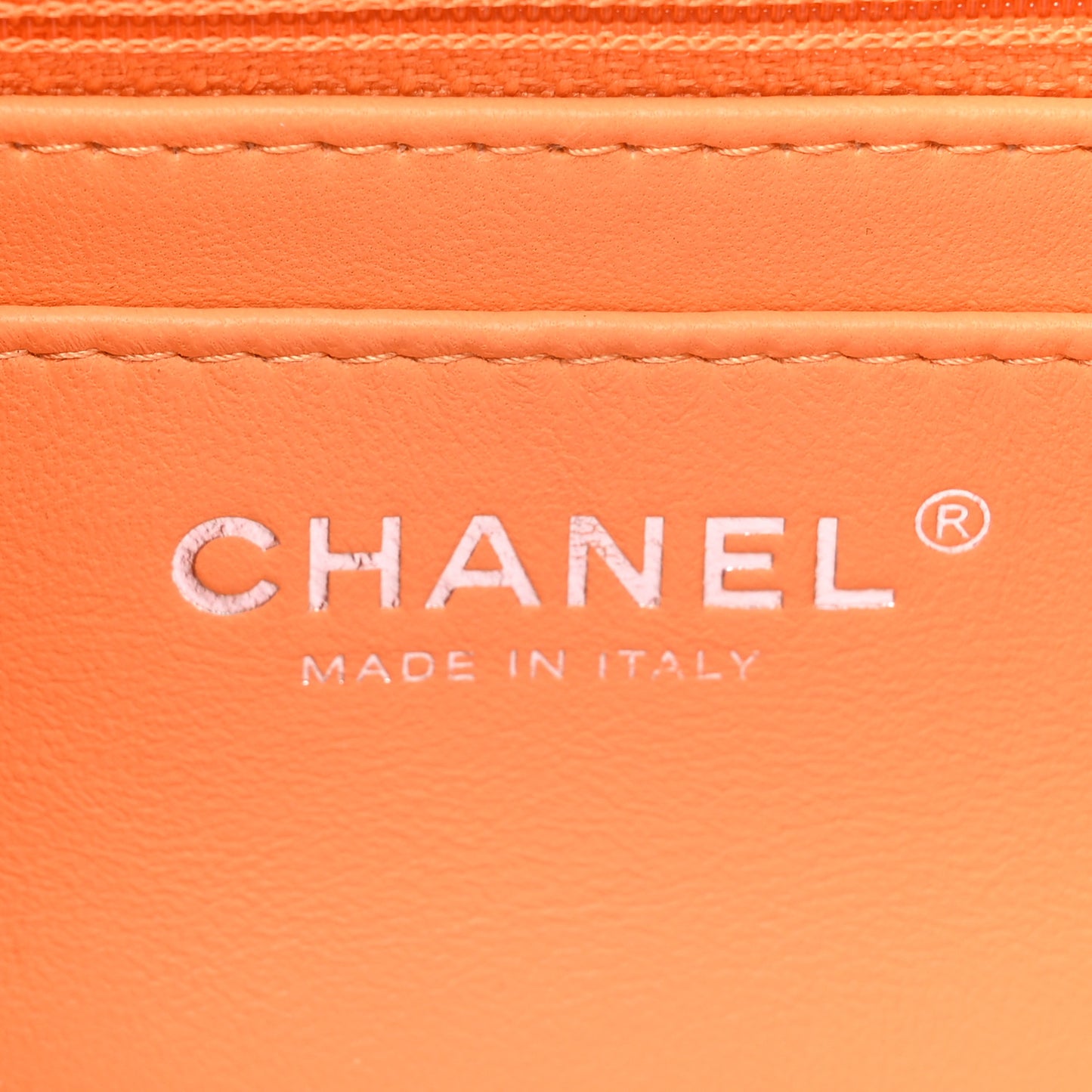 Lambskin Quilted Mini Square Flap Light Orange