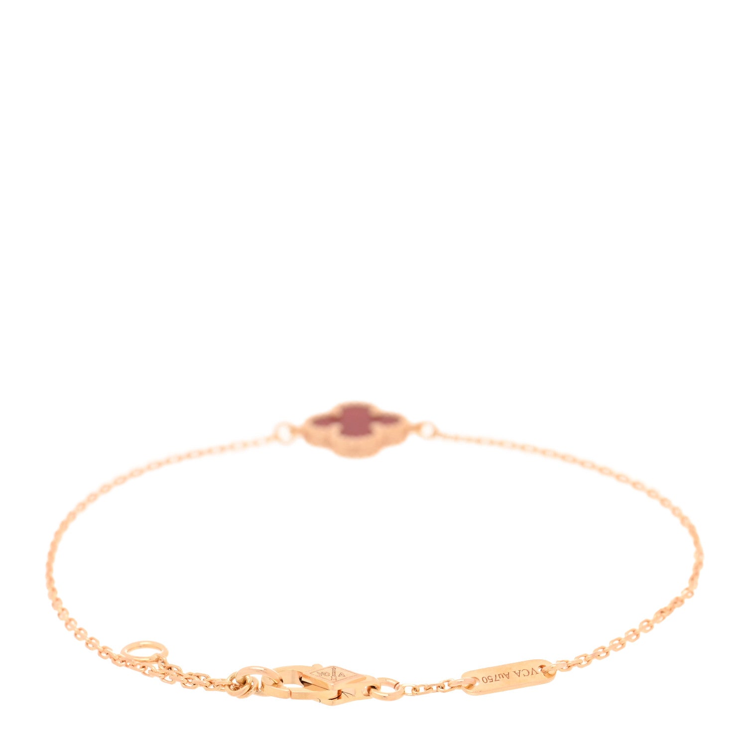 Van Cleef & Arpels 18K Rose Gold Carnelian Sweet Alhambra Bracelet 2 of 4