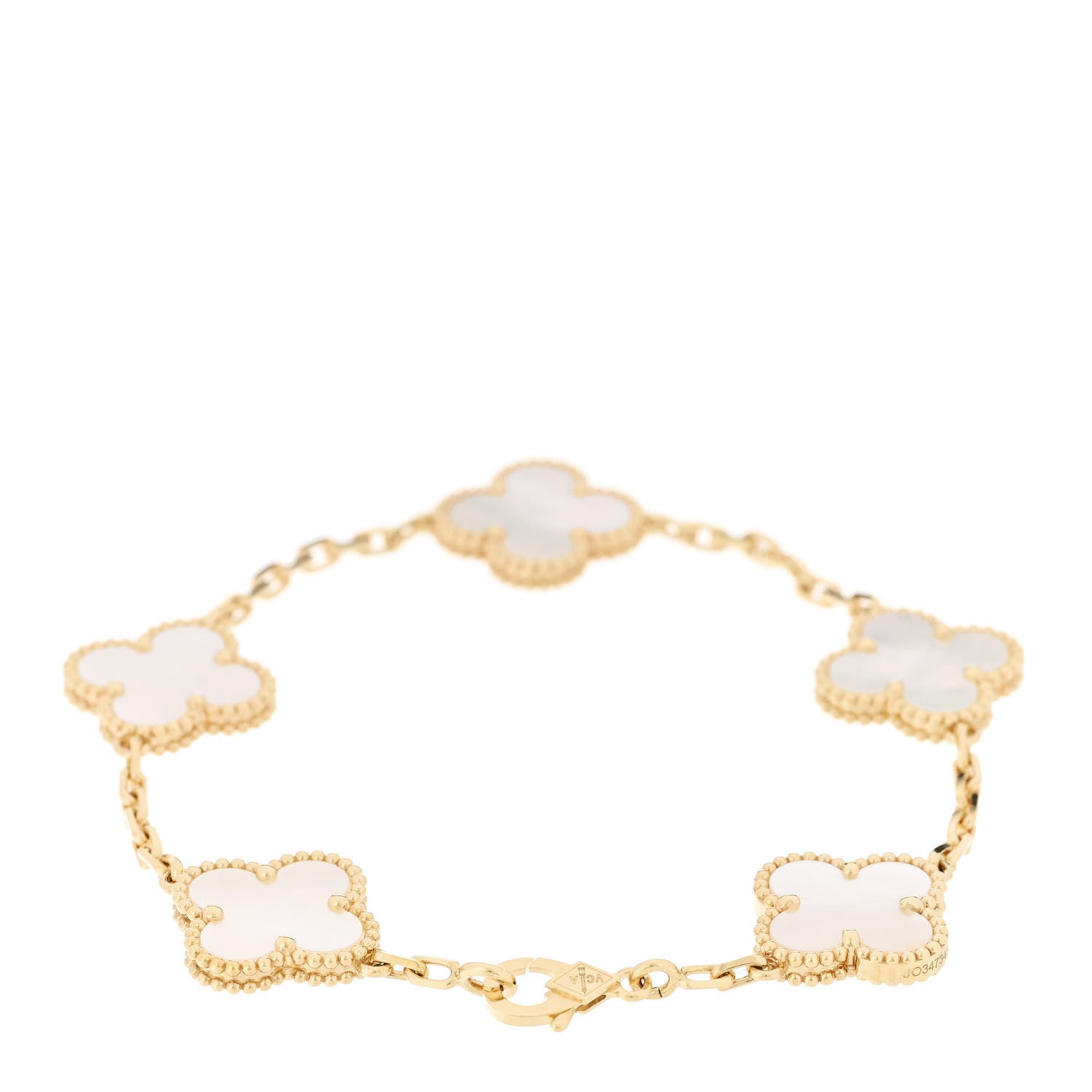 Van Cleef & Arpels 18K Yellow Gold Mother of Pearl 5 Motifs Vintage Alhambra Bracelet 2 of 6