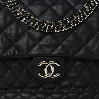 Chanel Washed Lambskin Quilted Maxi Chain Around Flap Black 8 of 10
