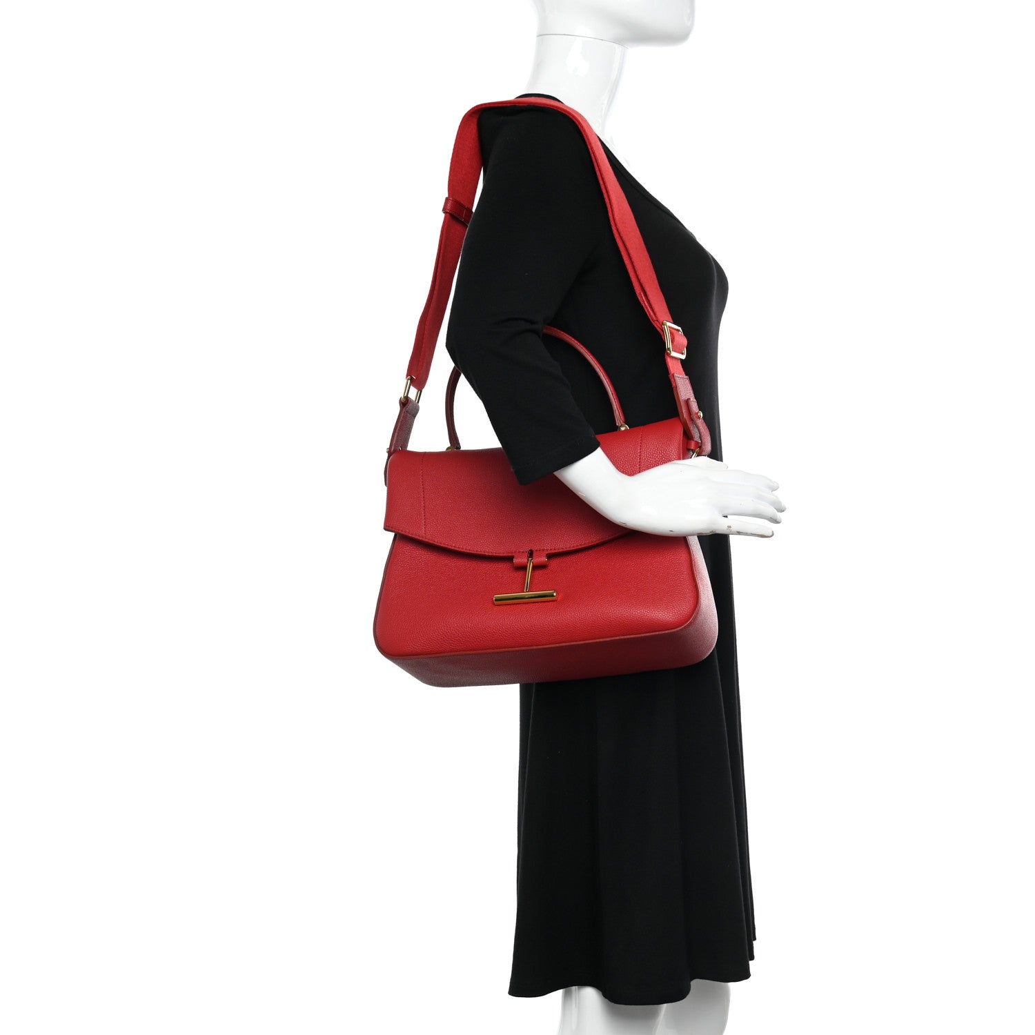 Tom Ford Calfskin Tara Top Handle Bag Red 2 of 12