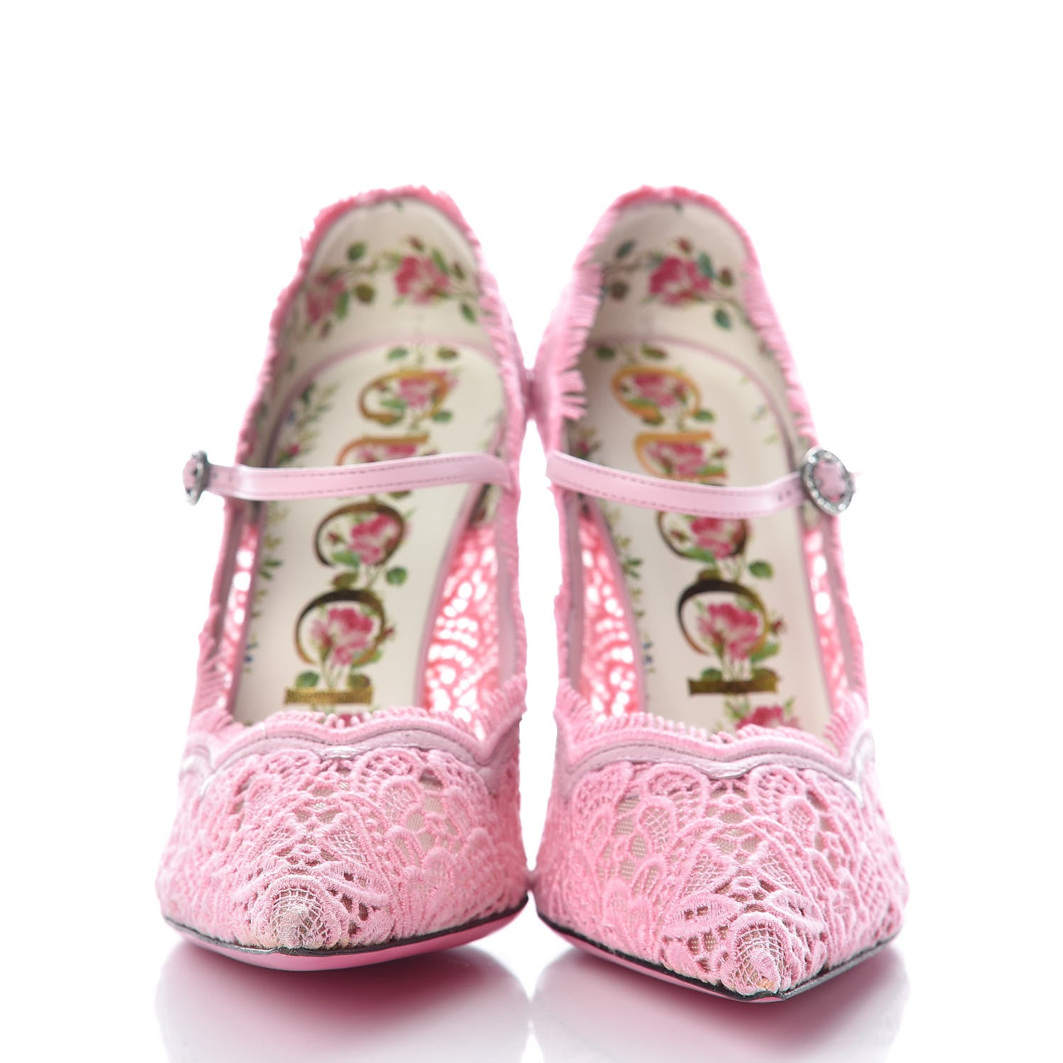 Gucci Lace Pizzo Venice Pumps 37 Sugar Pink 2 of 9