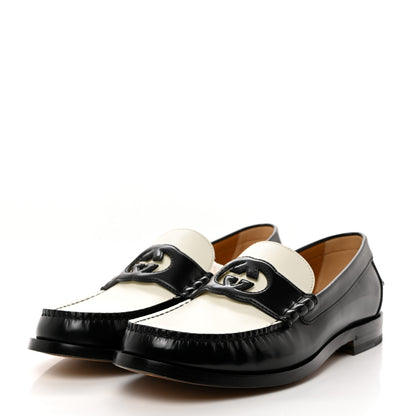 Gucci Calfskin Mens Interlocking G Millennial Ribot Loafers 11 Black Off White 3 of 10