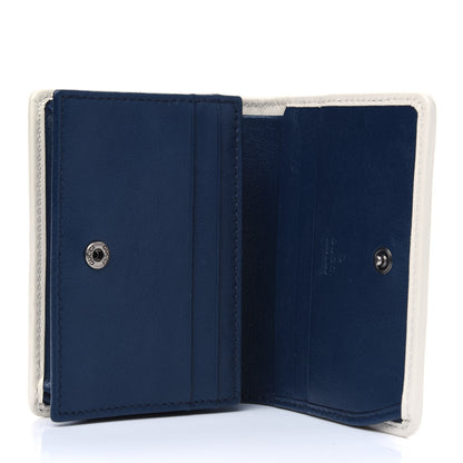 Gucci Vintage Effect Calfskin Matelasse Diagonal Torchon GG Marmont Card Case Wallet Blue Agata Mystic White 4 of 5