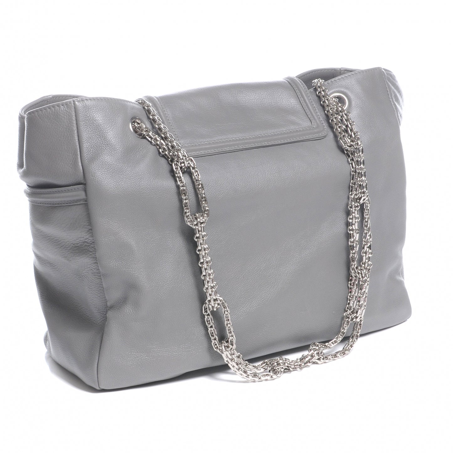 Leather Mademoiselle Lock Large Shopper Tote Grey