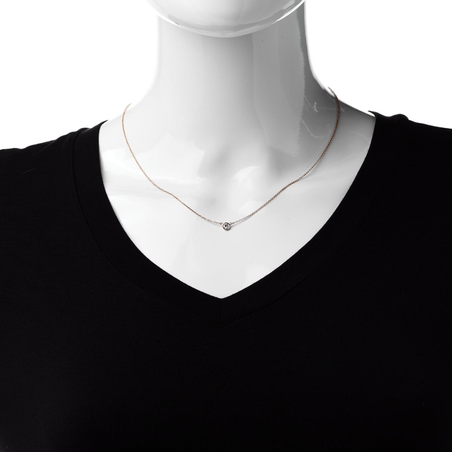 18K Rose Gold Diamond .21ct Elsa Peretti Diamonds by the Yard Pendant Necklace