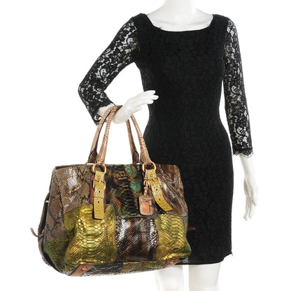 Prada Python Patch Shopper Tote Militare 2 of 9